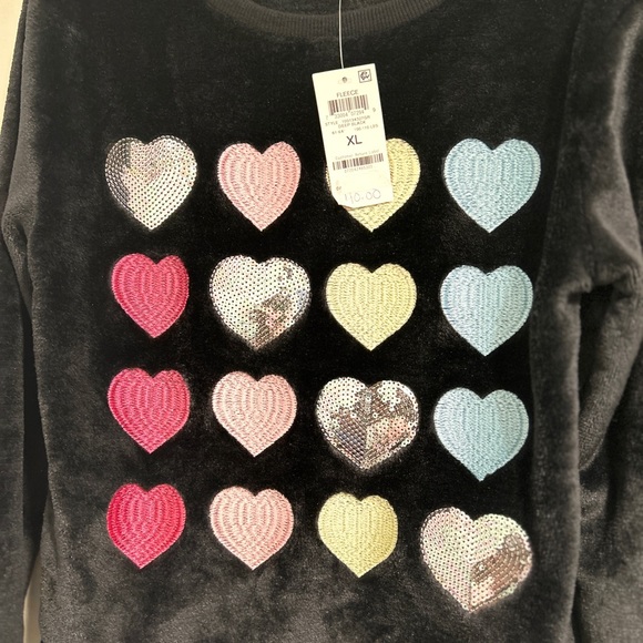 EPIC THREADS GIRLS BLACK & PINK MULTI-HEART LOGOS FLEECE 2-PC SET - Picture 11 of 13